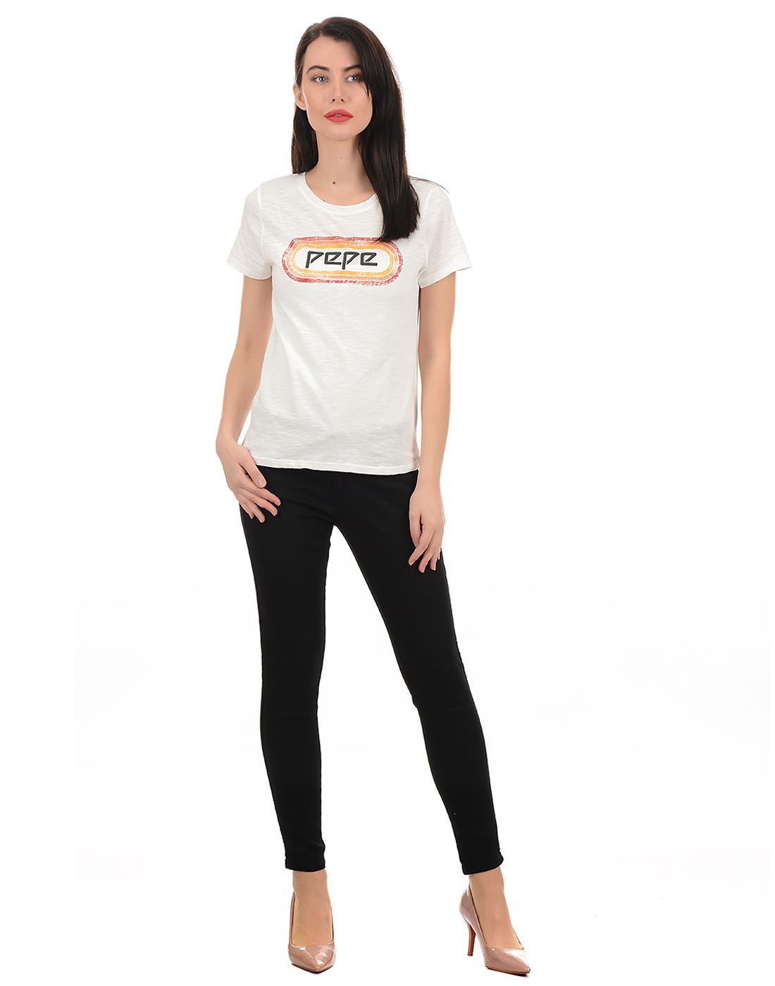 Pepe Jeans Women Casual Wear Off White T-Shirt